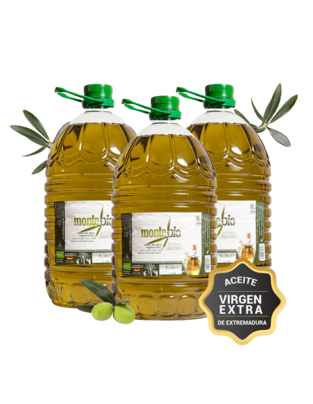 Offre : 3 Bouteilles 5 Litres Montebio (bio) – huile d'olive bio d'Estrémadure, achat en ligne – Aceitel
