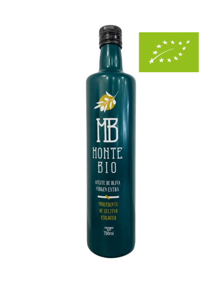 Botella montebio cristal 750 ML – aceite de oliva ecológico de Extremadura, comprar online – Aceitel