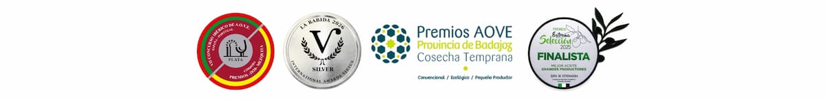 Premios recibidos por Aceitel. Aceite de oliva virgen extra premiado de la cooperativa La Milagrosa con medallas nacionales e internacionales.